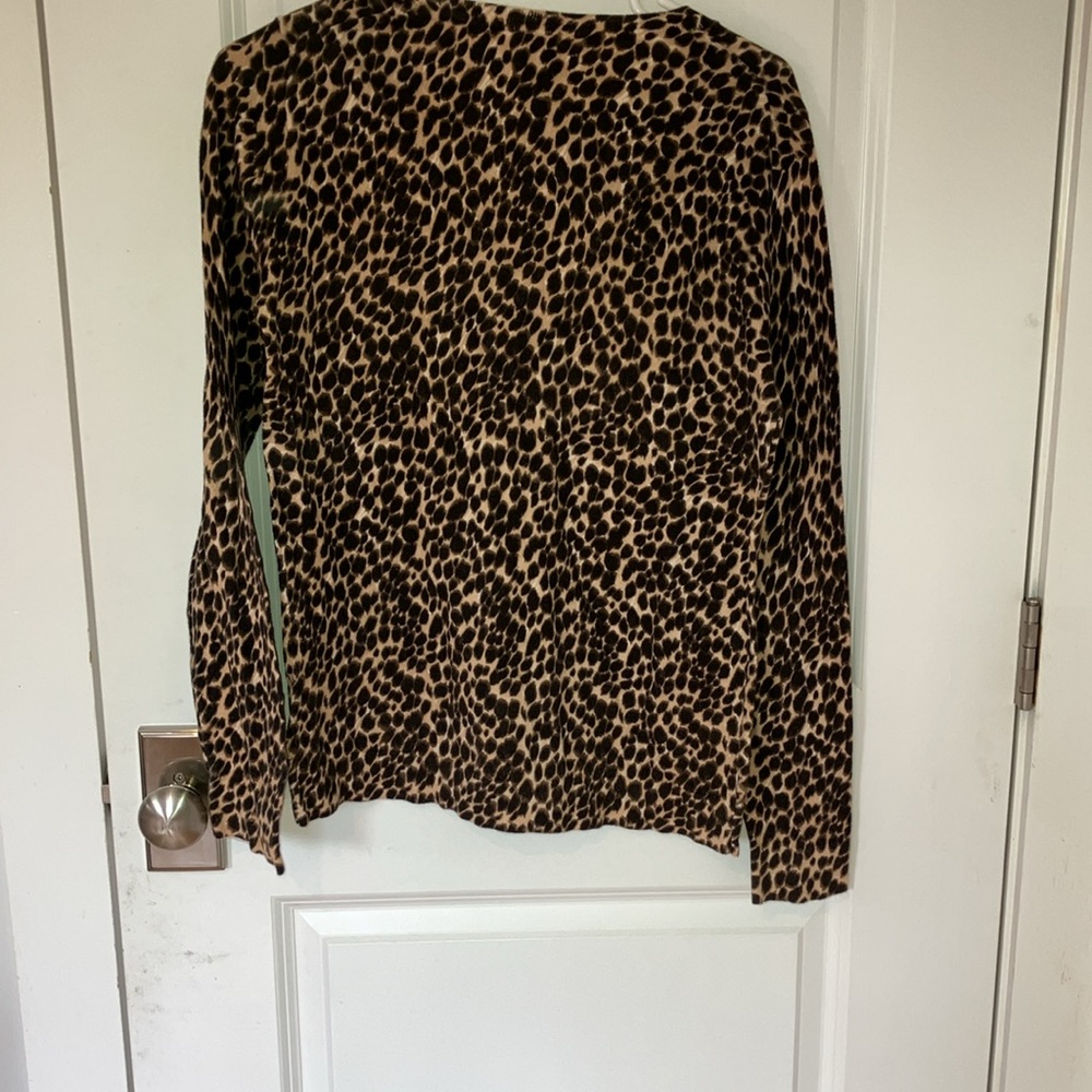 J Crew Cotton Teddie Sweater Leopard Print M - Picture 3 of 4